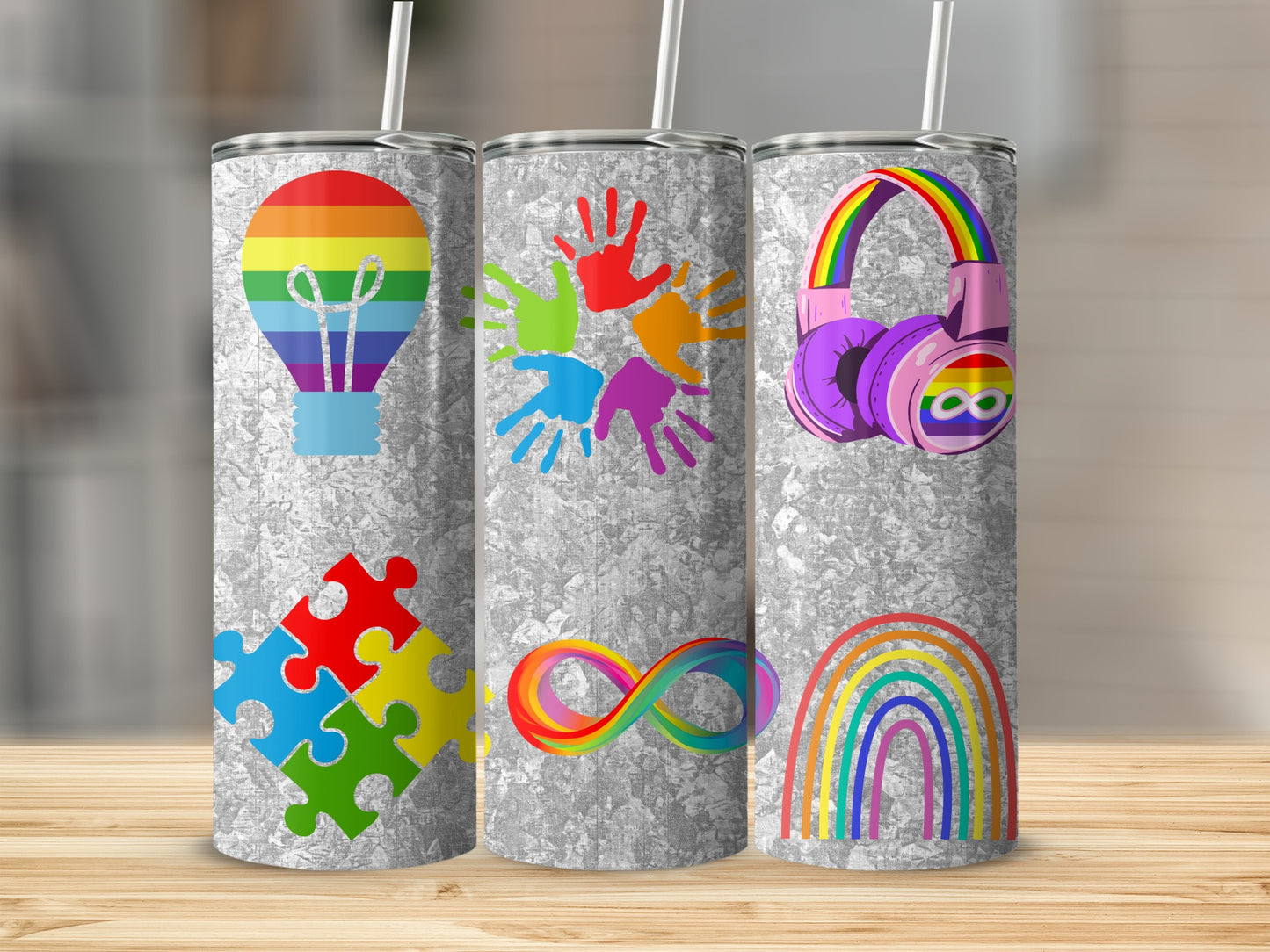 Colorful Awareness and Unity Themed Tumblers