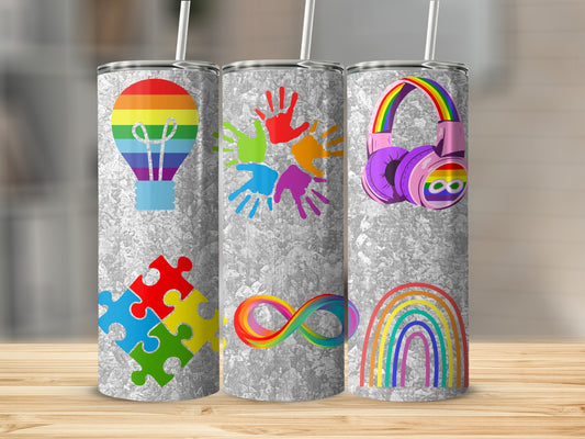 Colorful Awareness and Unity Themed Tumblers