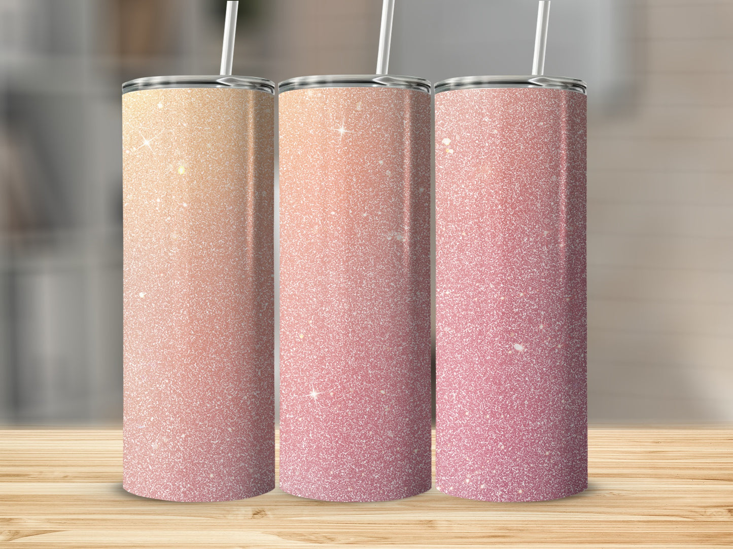 Sparkling Glitter Pink and Gold Ombre Drinkware Product