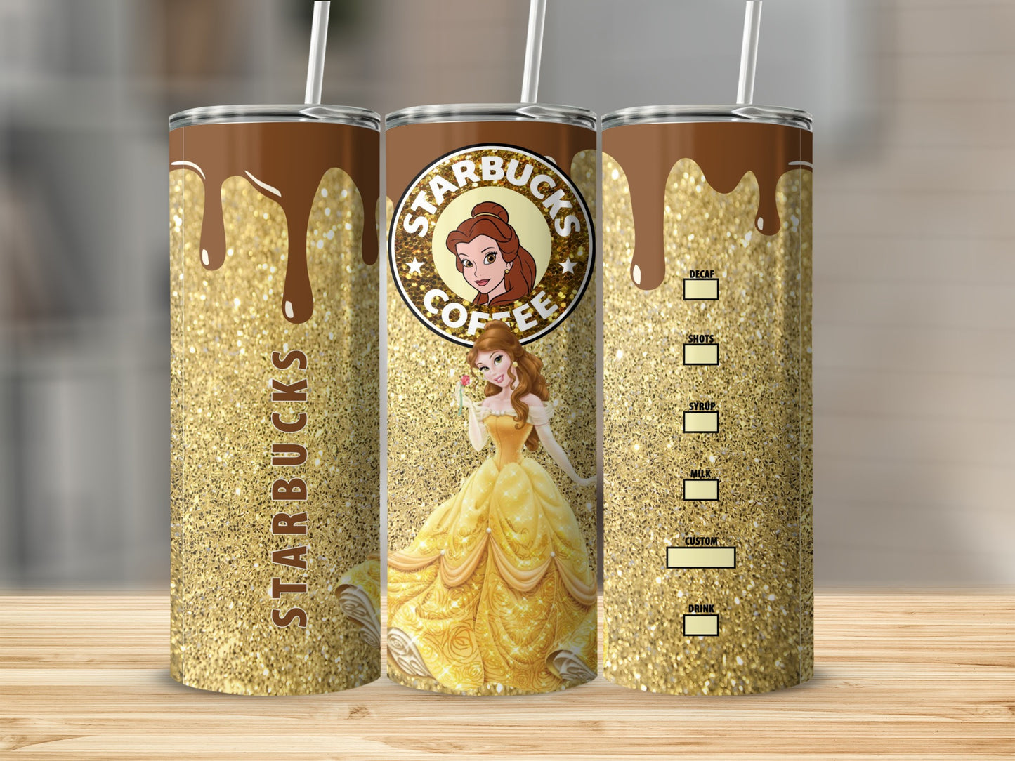 Starbucks Coffee Belle Design Glitter Tumbler Cup
