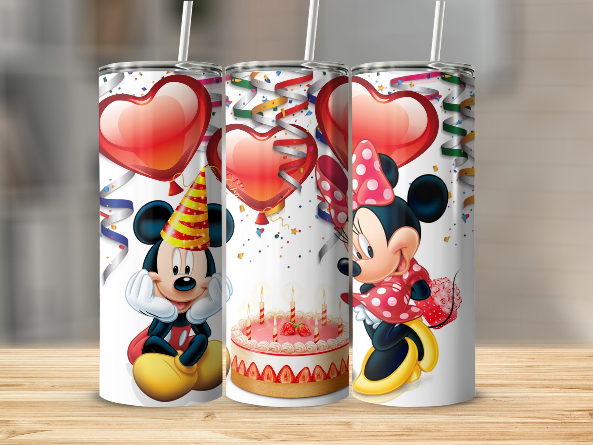 Mickey and Minnie with Birthday Cake Tumbler