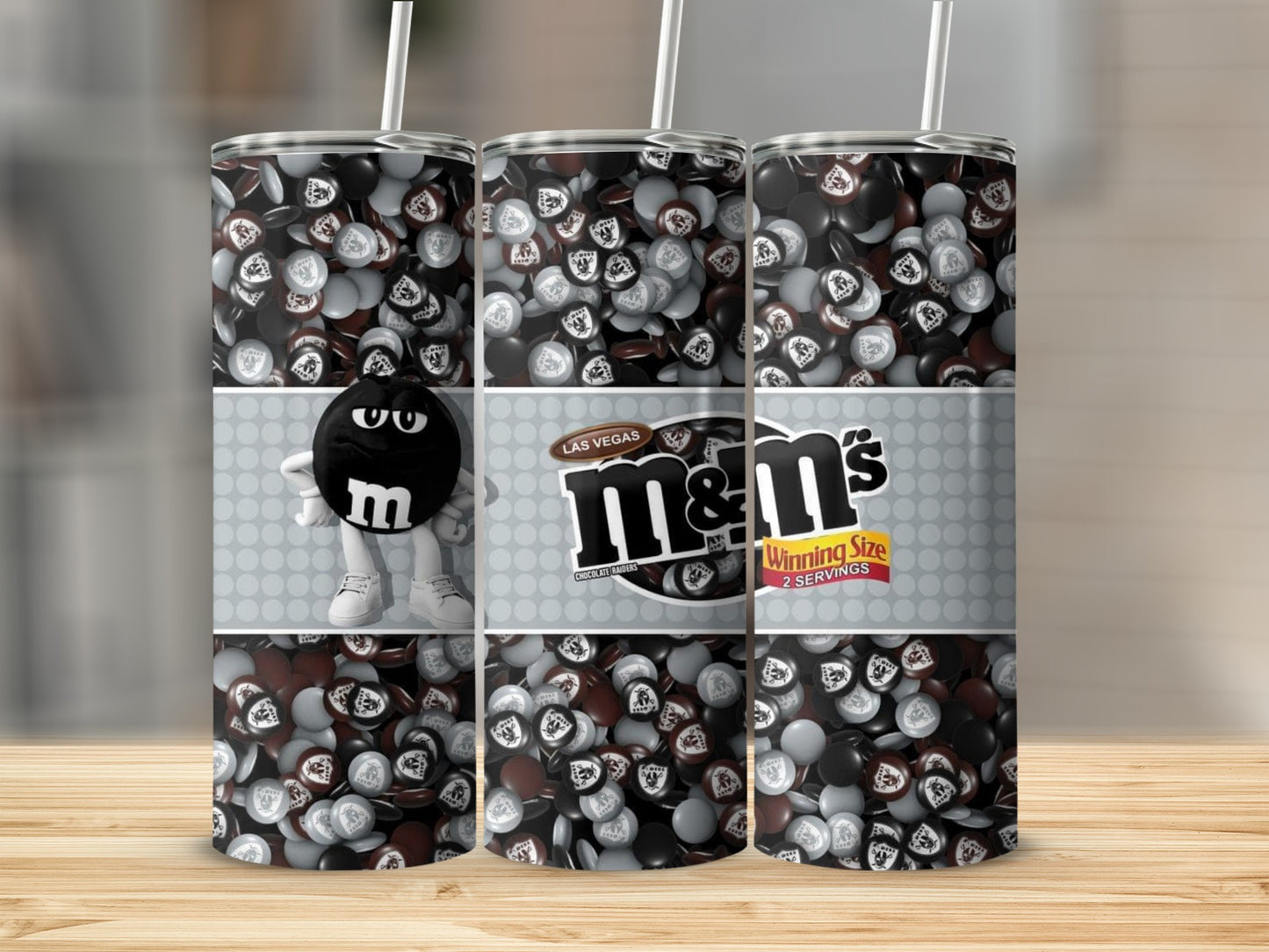Las Vegas Raiders M and Ms Winning Size Design Tumblers