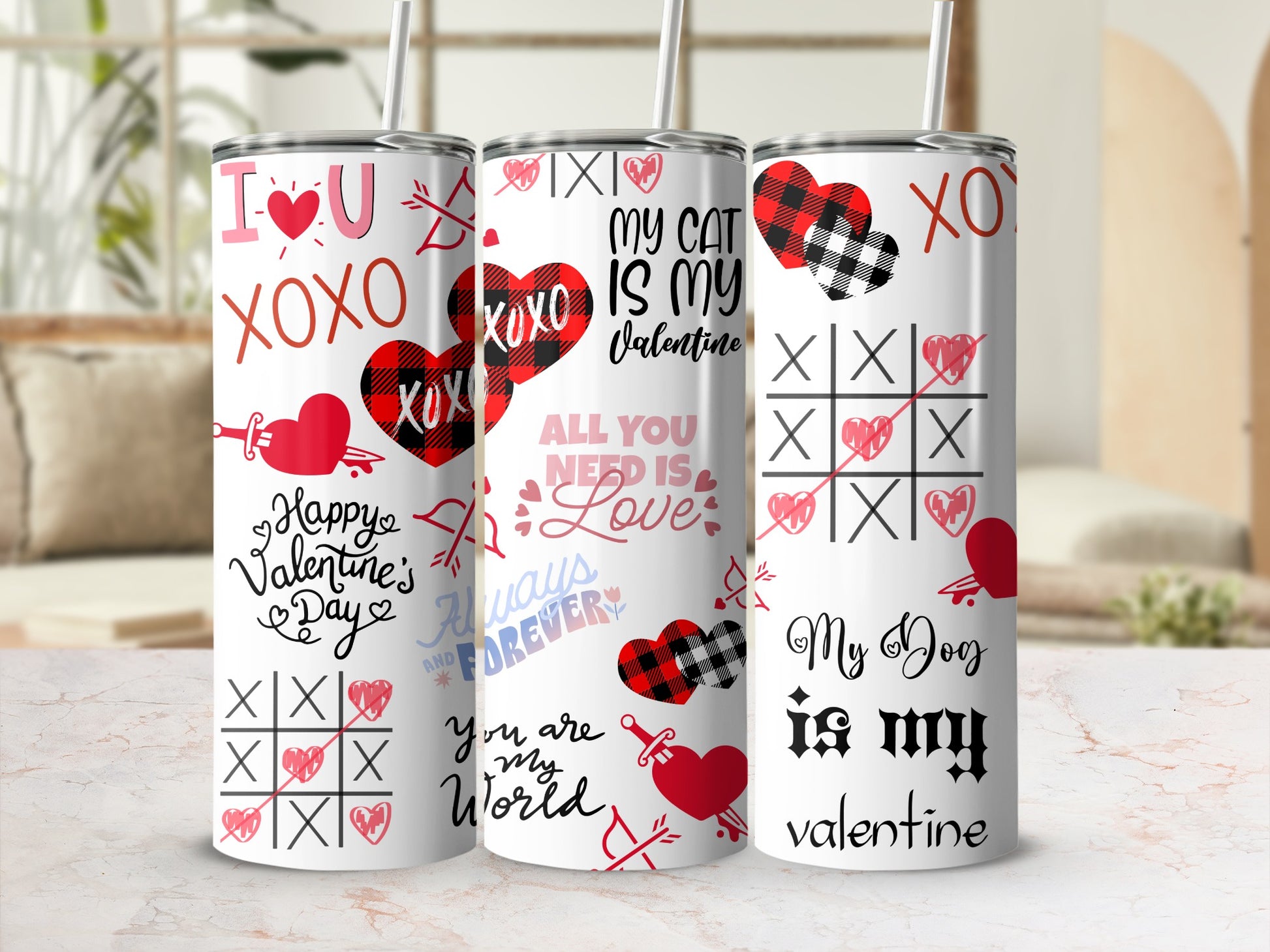 Valentine's Day Themed Beverage Tumblers