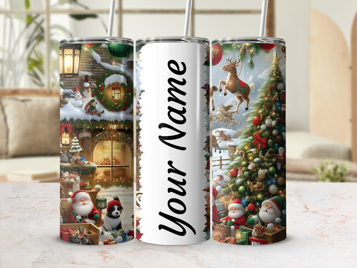Personalized Christmas Themed Insulated Tumbler