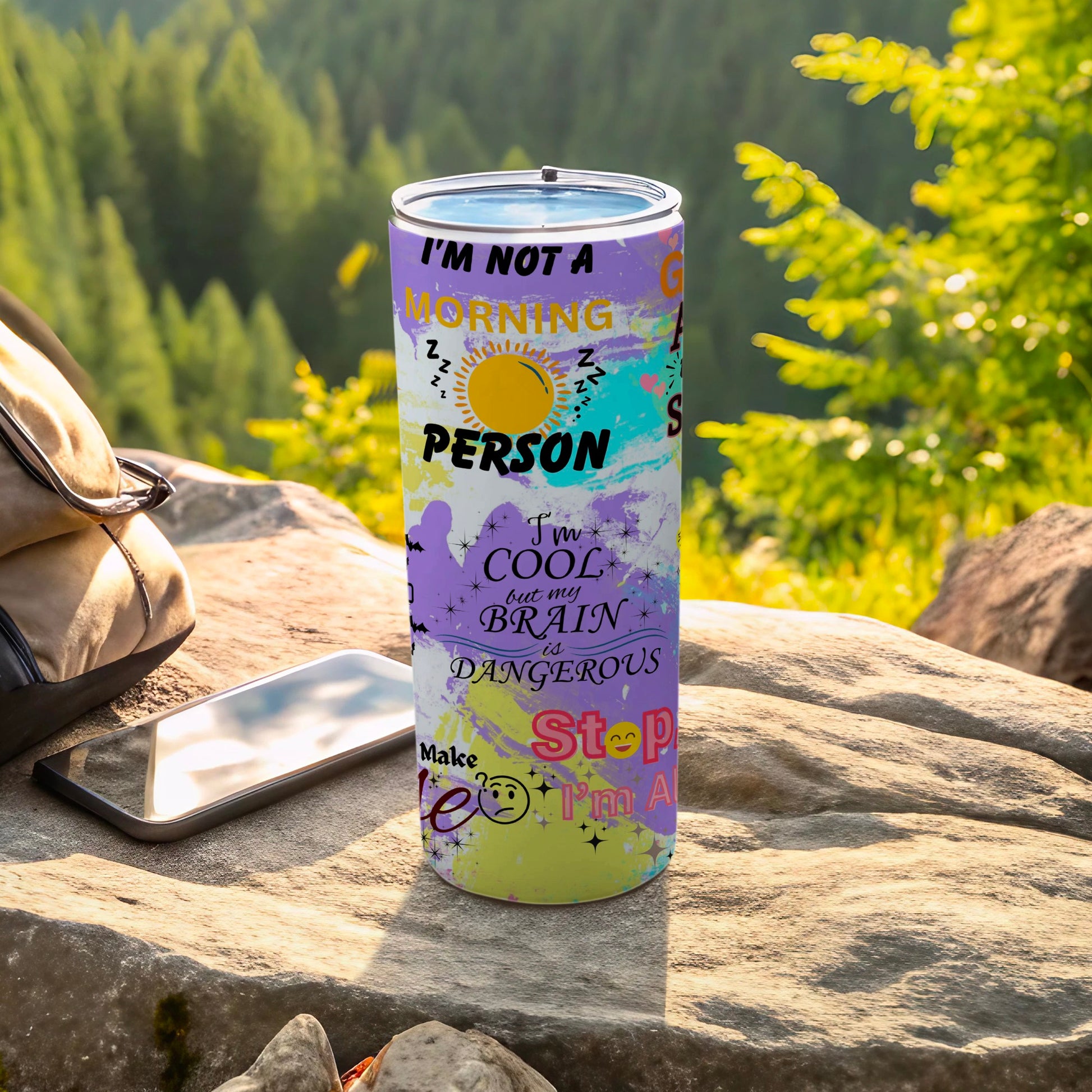 Colorful Motivational Quotes Tumbler With Sun and Text