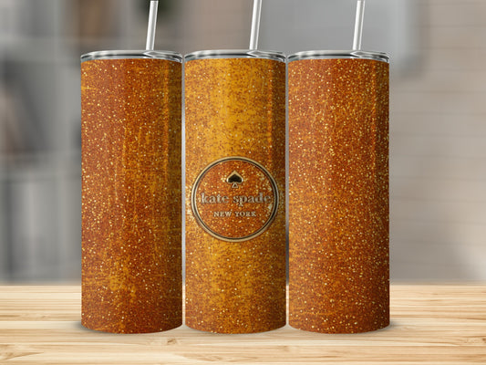 Inspired By Fabulous Kate Spade New York Logo With Gold Glitter Design Tumblers
