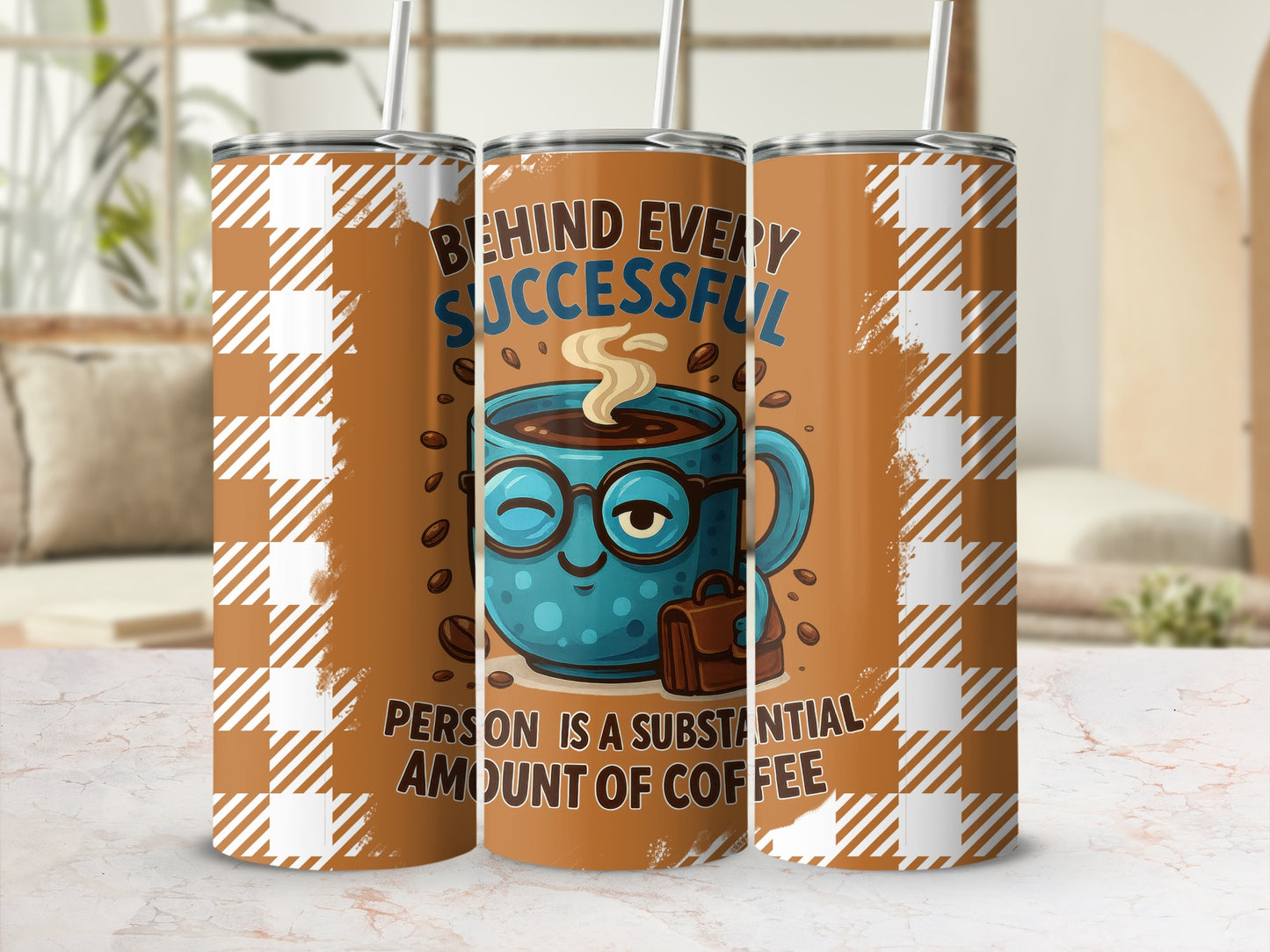 Successful Person Amount Of Coffee Plaid Brown product type
