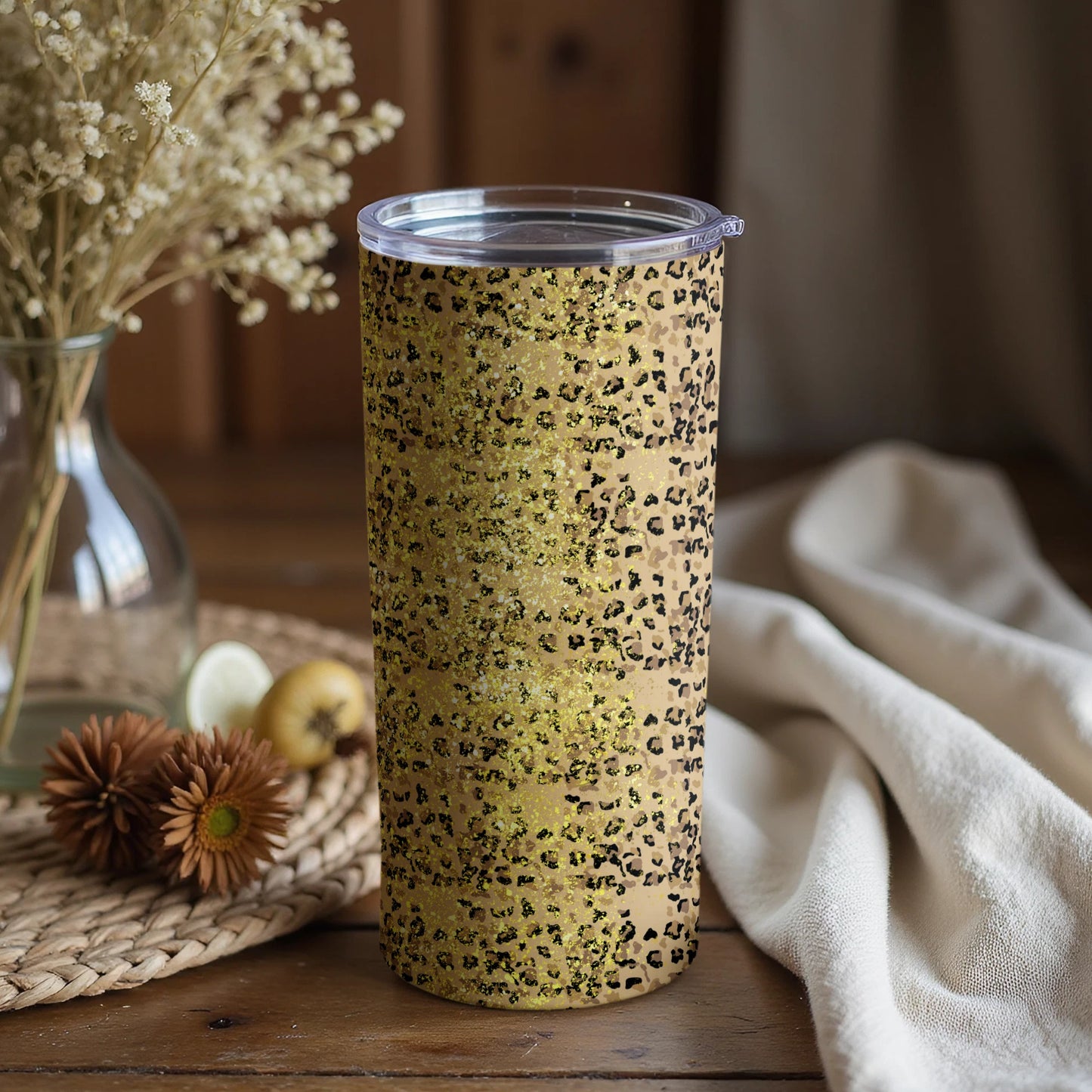 Glitter Leopard Print Insulated Tumbler Cup Product