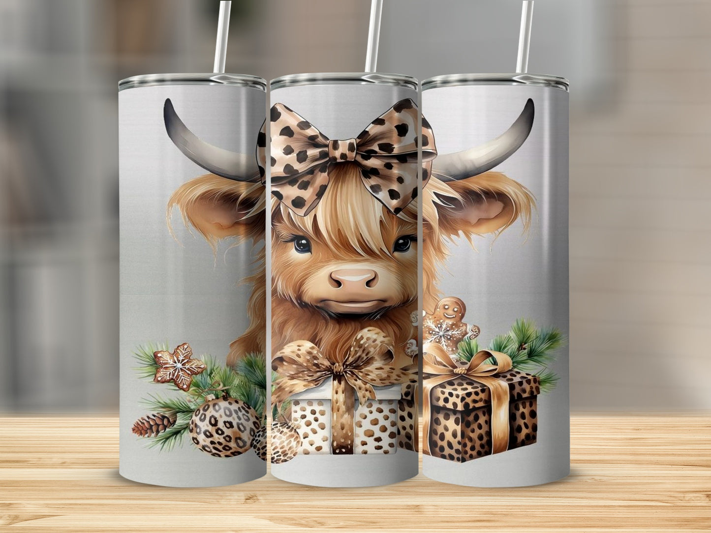 Cute Animal Christmas Tumbler Leopard Print Gift