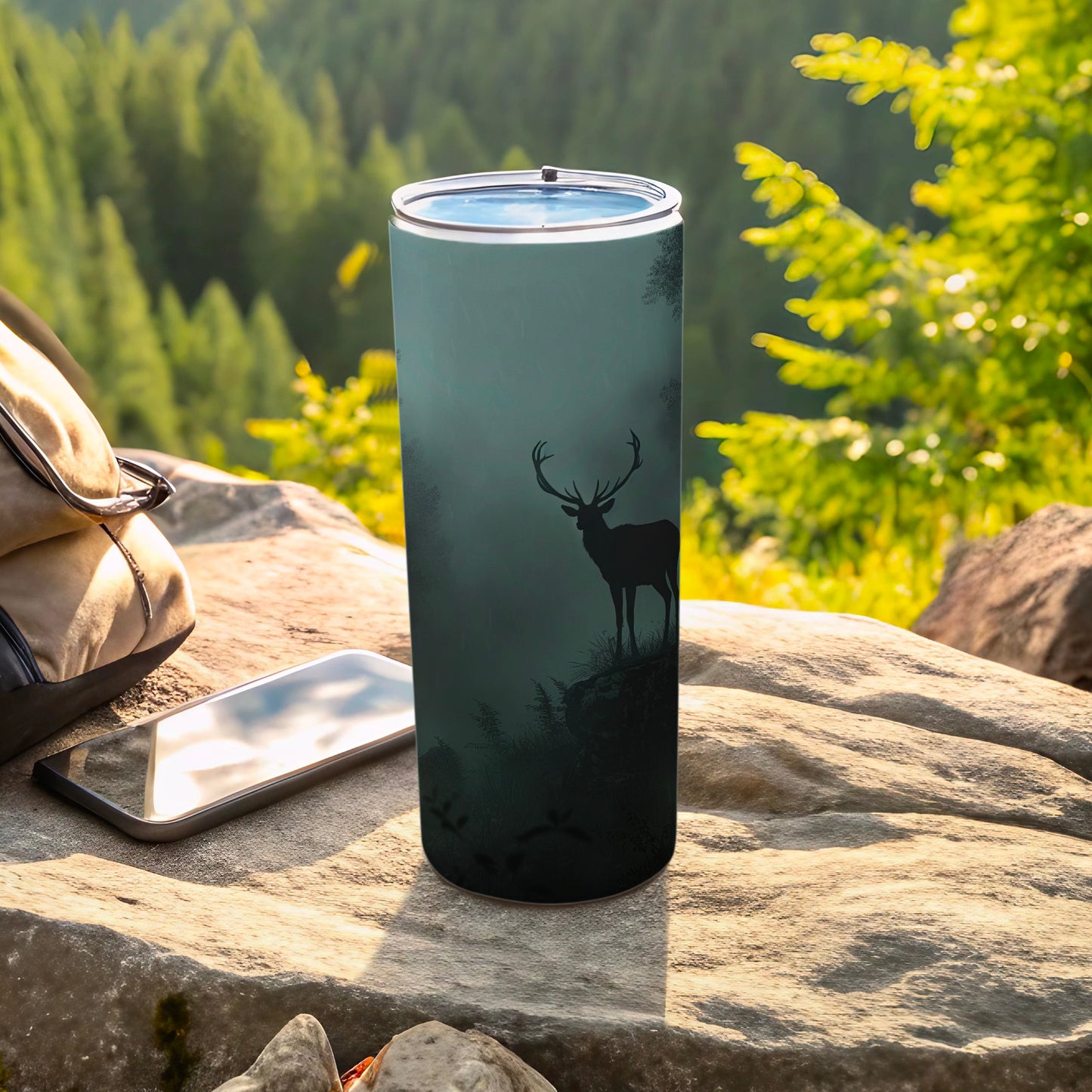 Misty Forest Stag Design Travel Tumbler product type
Tumbler
Travel Mug
Deer
Stag
Antler
Forest
Nature
Wilderness
Outdoors
Camping
Hiking
Wildlife
Misty
Silhouette
Drinkware
Beverage
Custom
Gift
Insulated
Outdoorsman
