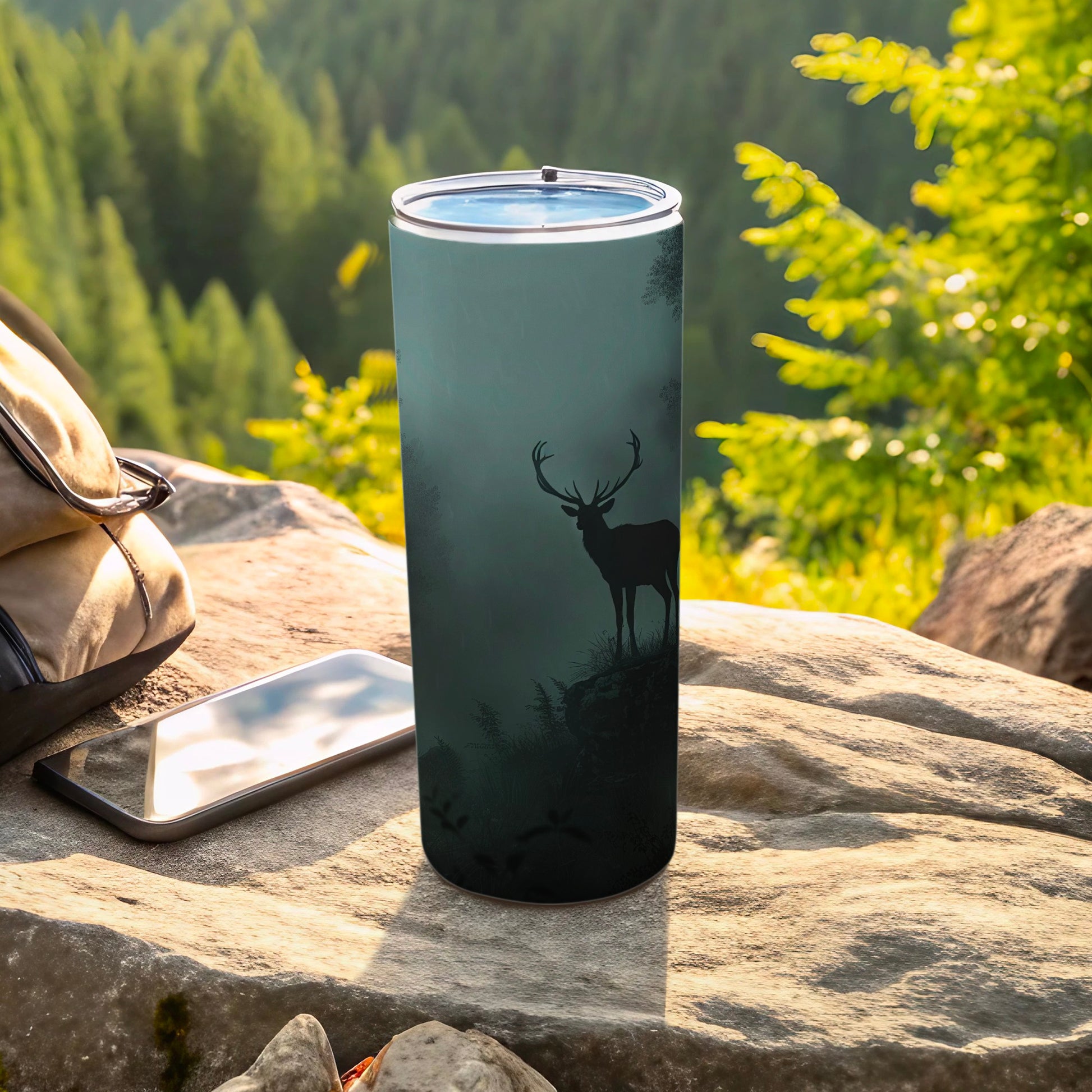 Misty Forest Stag Design Travel Tumbler product type
Tumbler
Travel Mug
Deer
Stag
Antler
Forest
Nature
Wilderness
Outdoors
Camping
Hiking
Wildlife
Misty
Silhouette
Drinkware
Beverage
Custom
Gift
Insulated
Outdoorsman
