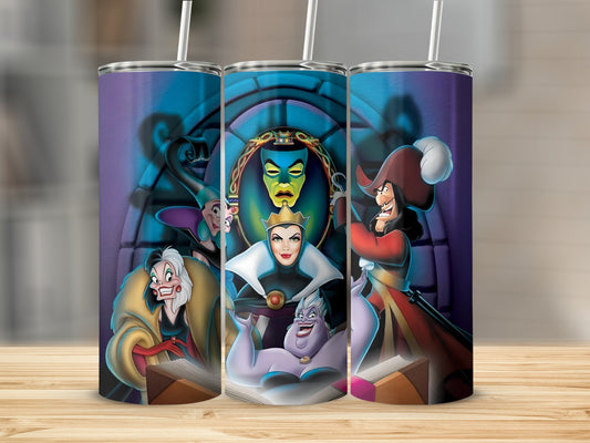 Disney Villains Tumbler with Cruella Evil Queen Hades Design
