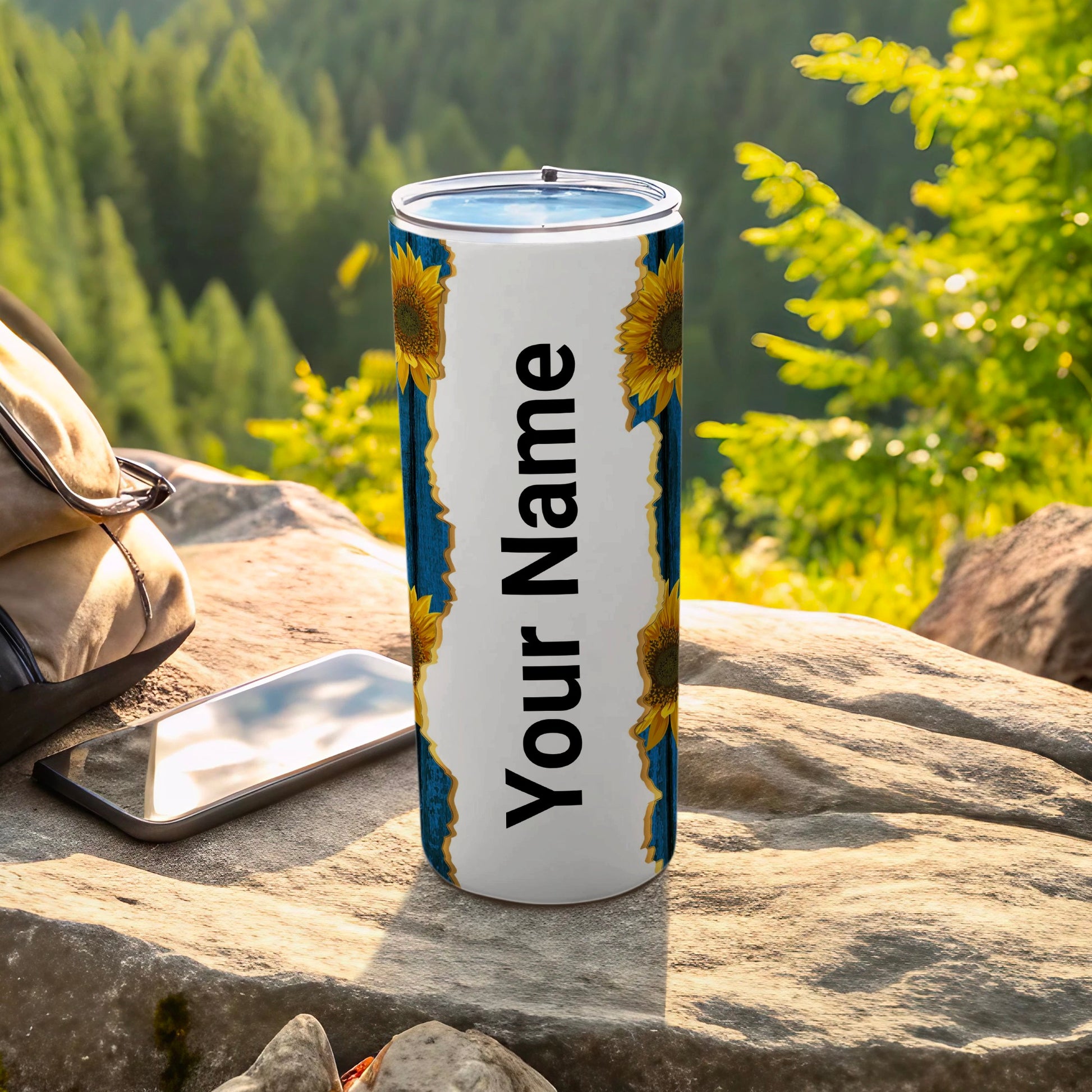 Personalized Sunflower Design Name Tumbler Product