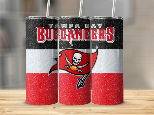 Tampa Bay Buccaneers Team Logo Black White Red Tumblers