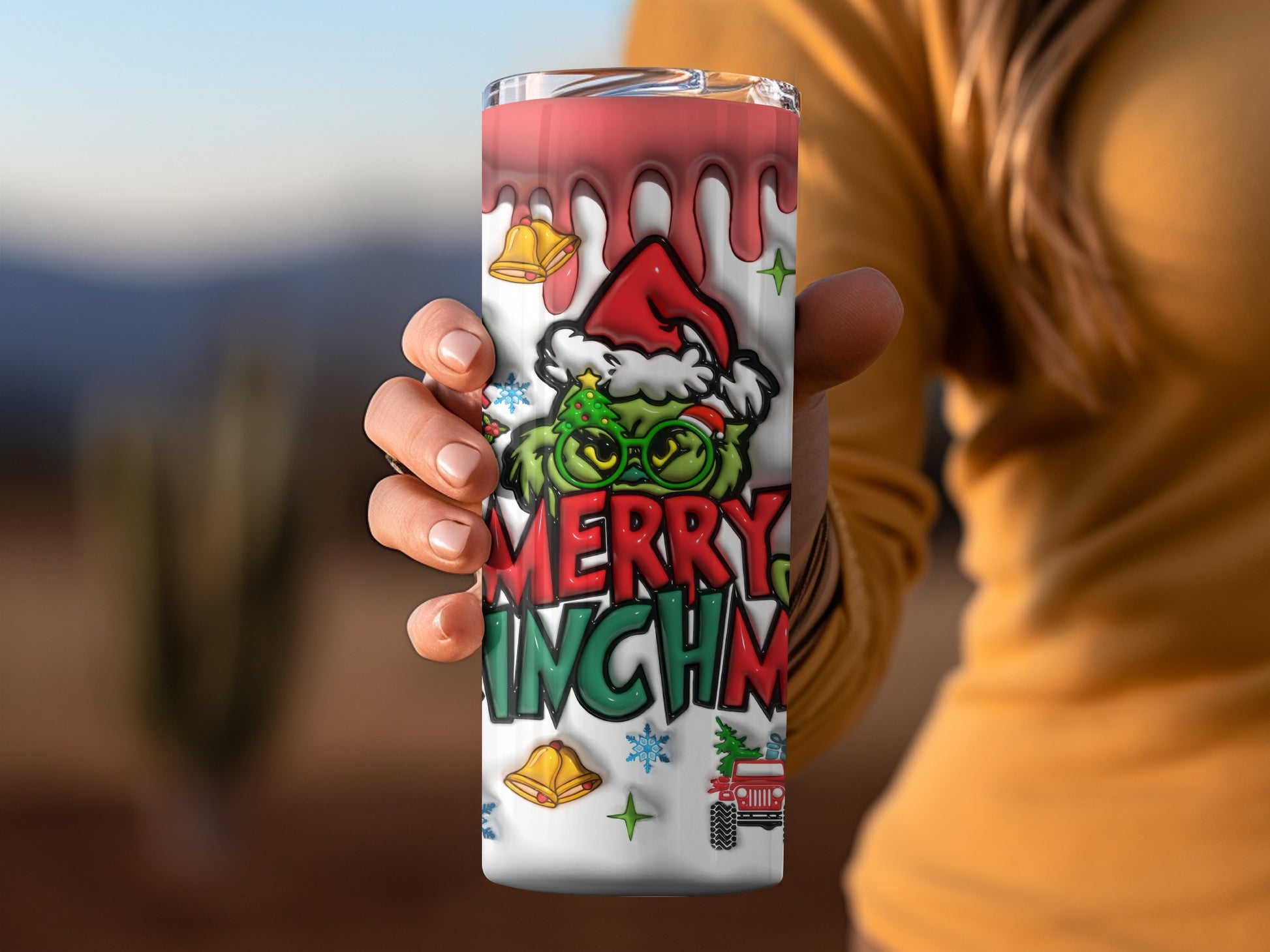 Merry Grinchmas Holiday Theme Tumbler Cup