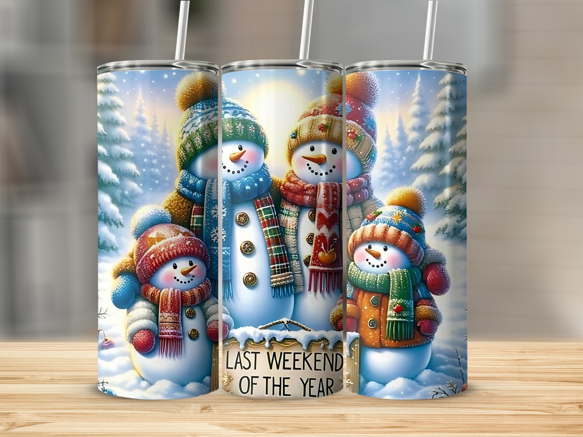 Last Weekend of the Year Snowmen-Themed Tumbler