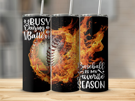Busy Raising Ballers Baseball Season Tumbler