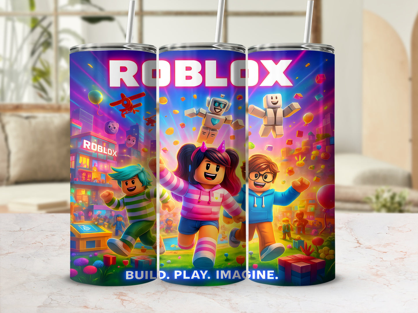 Colorful Roblox Build Play Imagine Tumbler Design