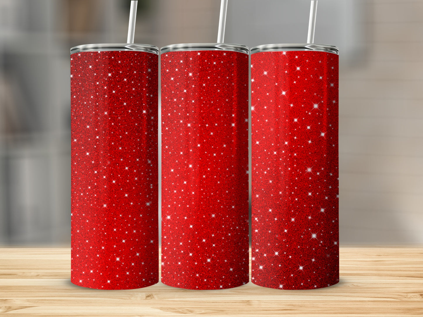 Sparkling Red Glitter Design Drink Tumbler