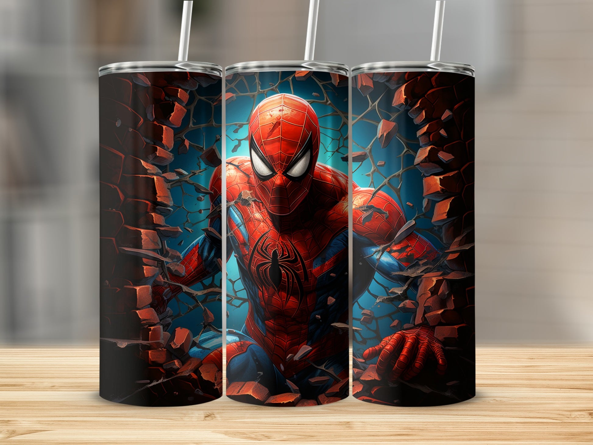 Spider Hero Breaking Through Wall Tumbler Product