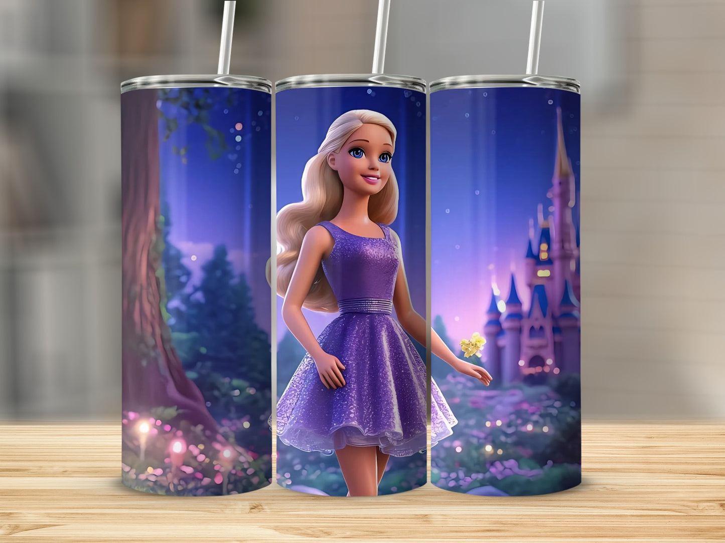 Purple Dress Fairy Tale Castle Themed Tumbler