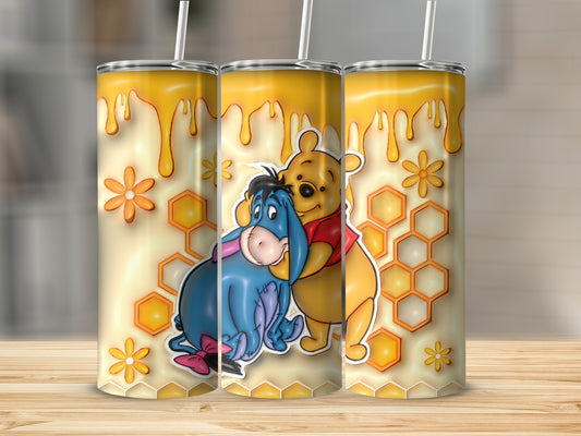 Winnie the Pooh and Eeyore Honeycomb Design Tumbler