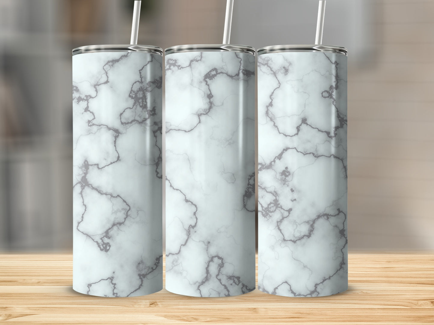 Minimalist Pale White Marble Swirls Pattern Design Tumblers