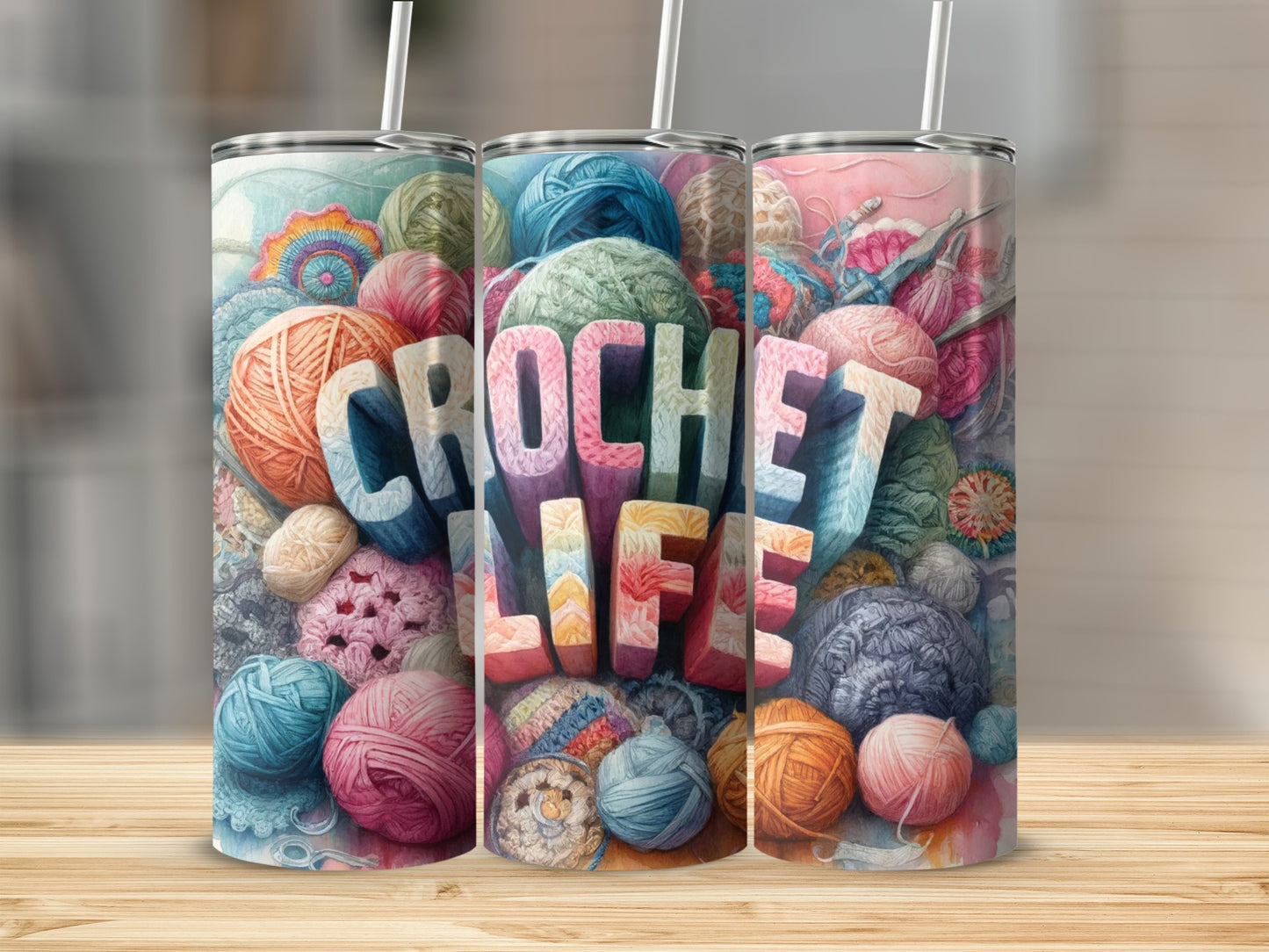 Colorful Crochet Life Yarn Balls Tumbler Design product type