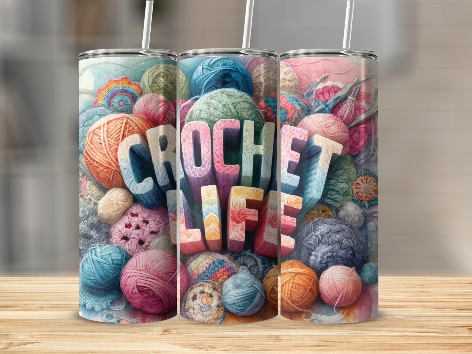 Colorful Crochet Life Yarn Balls Tumbler Design product type