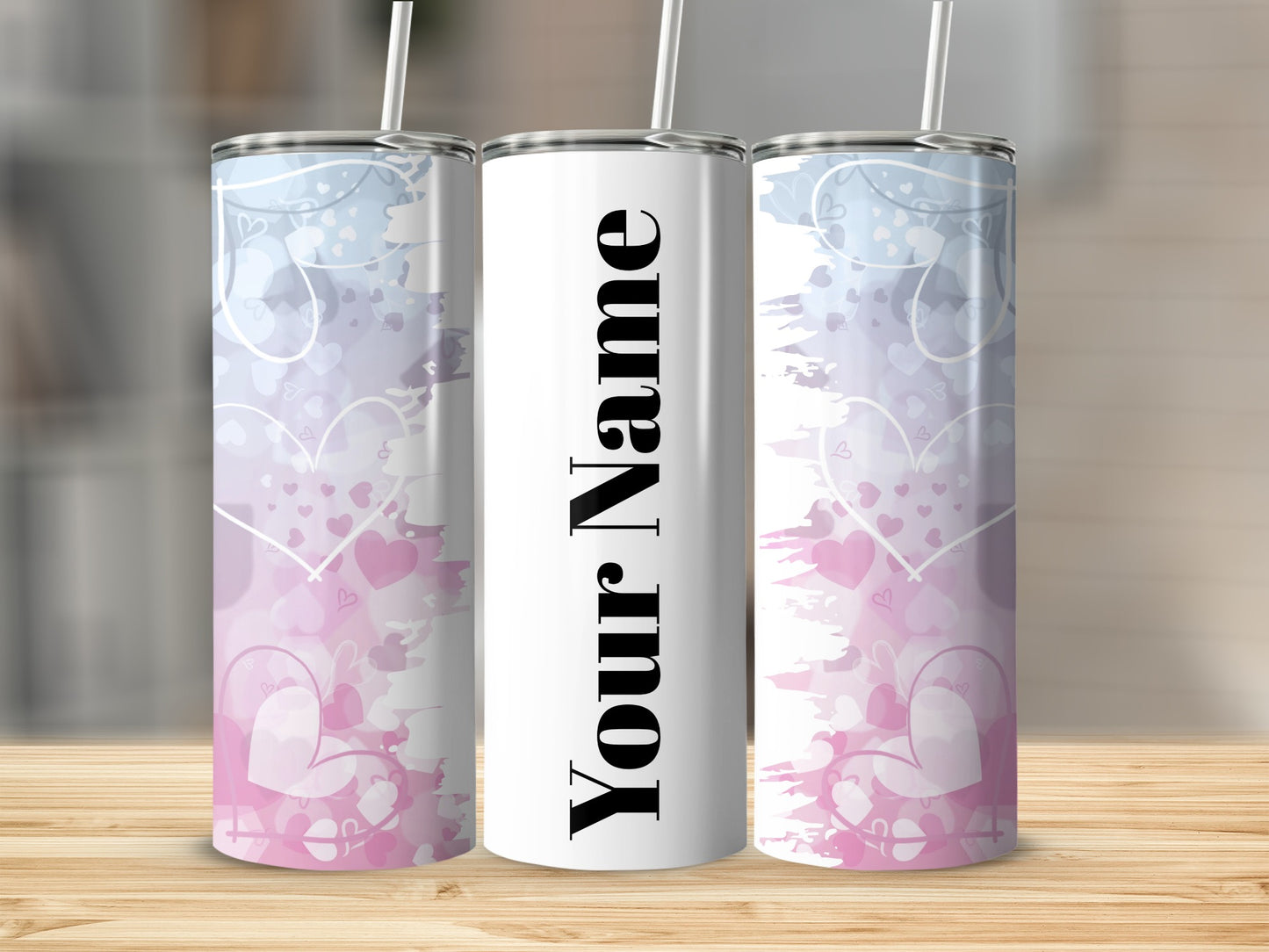 Personalized Heart Design Custom Name Tumbler