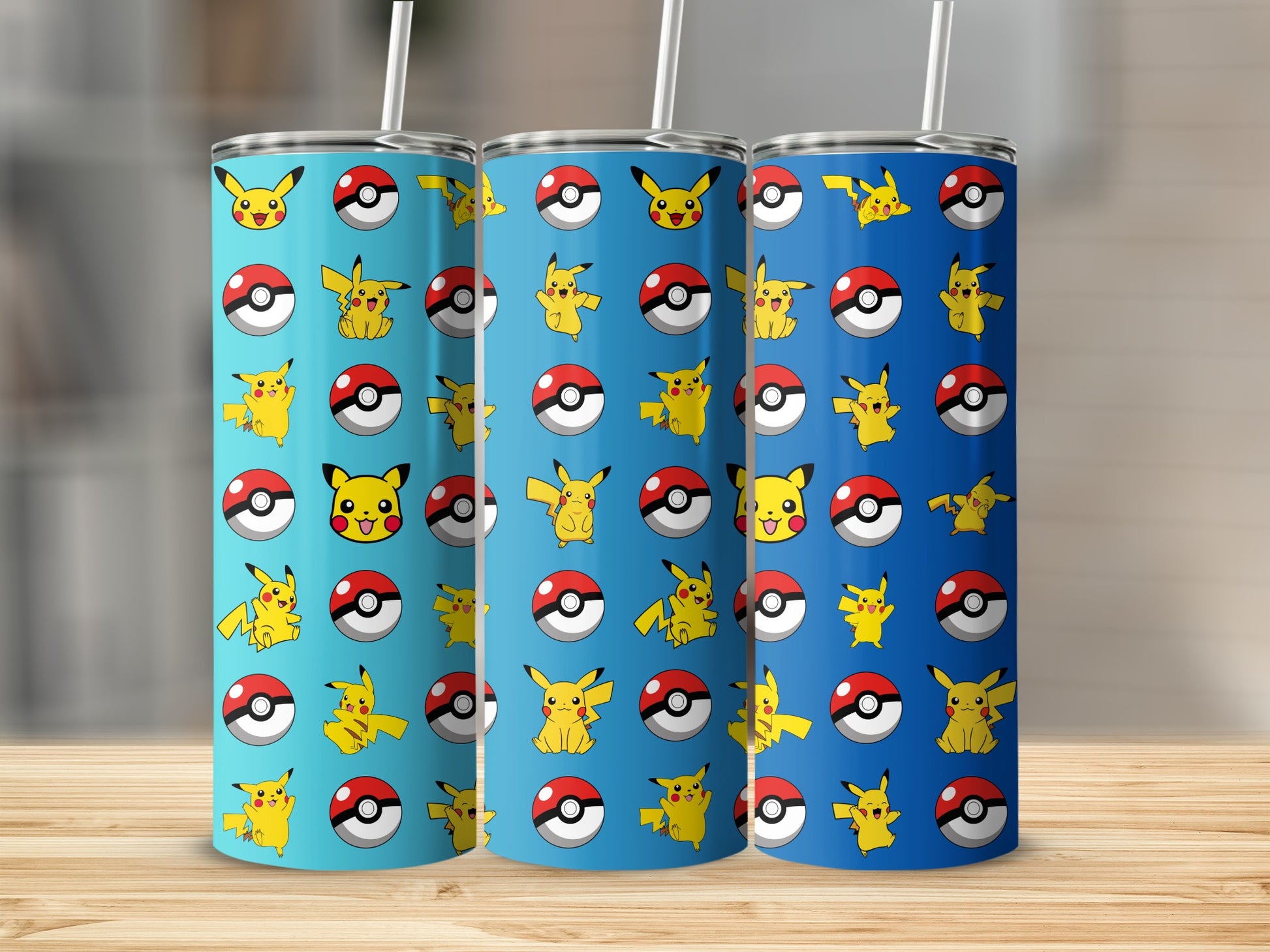 Pikachu and Pokeball Patterned Insulated Tumbler