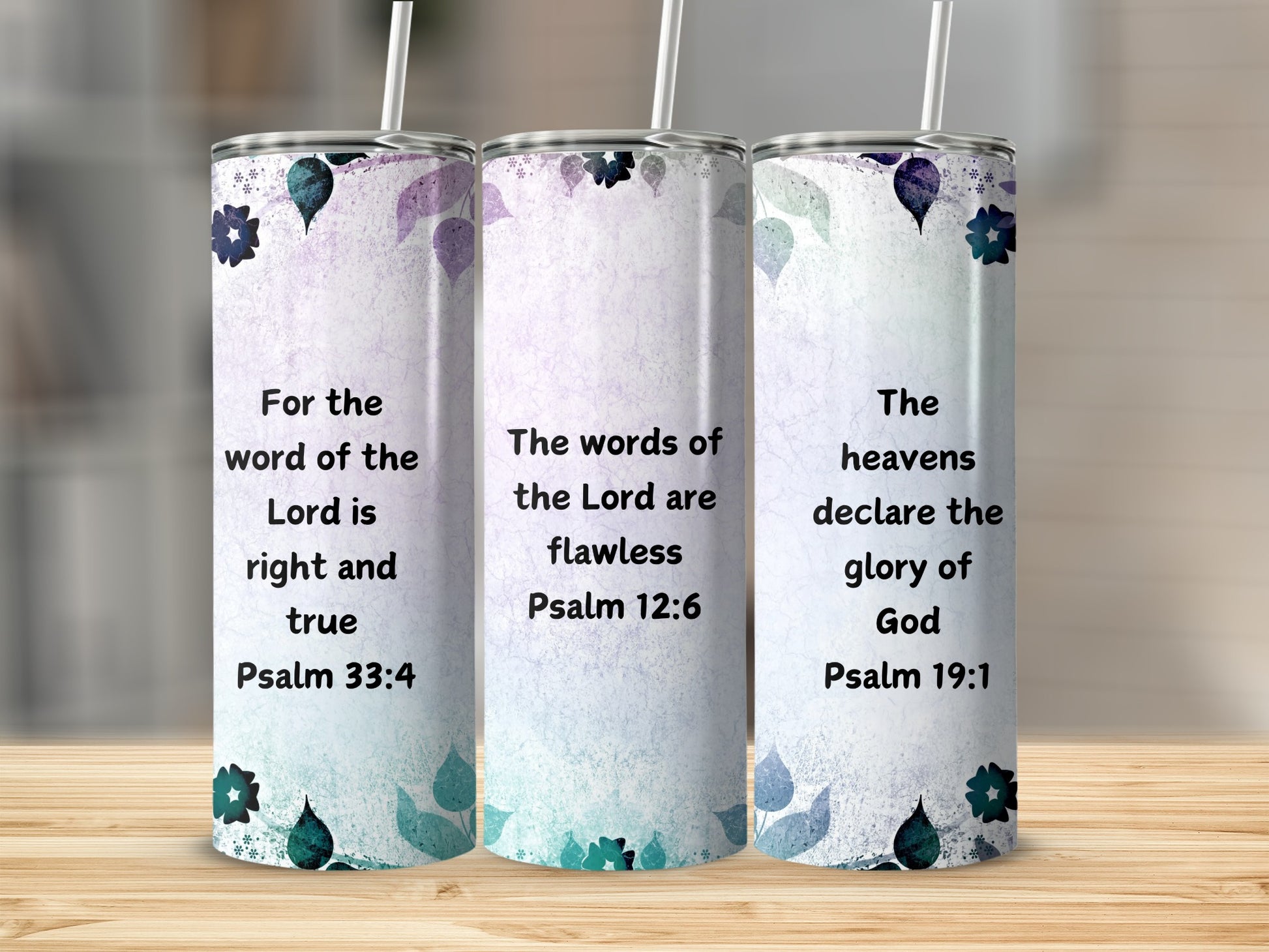 Inspirational Psalm Scriptures Quotes Drinkware Set