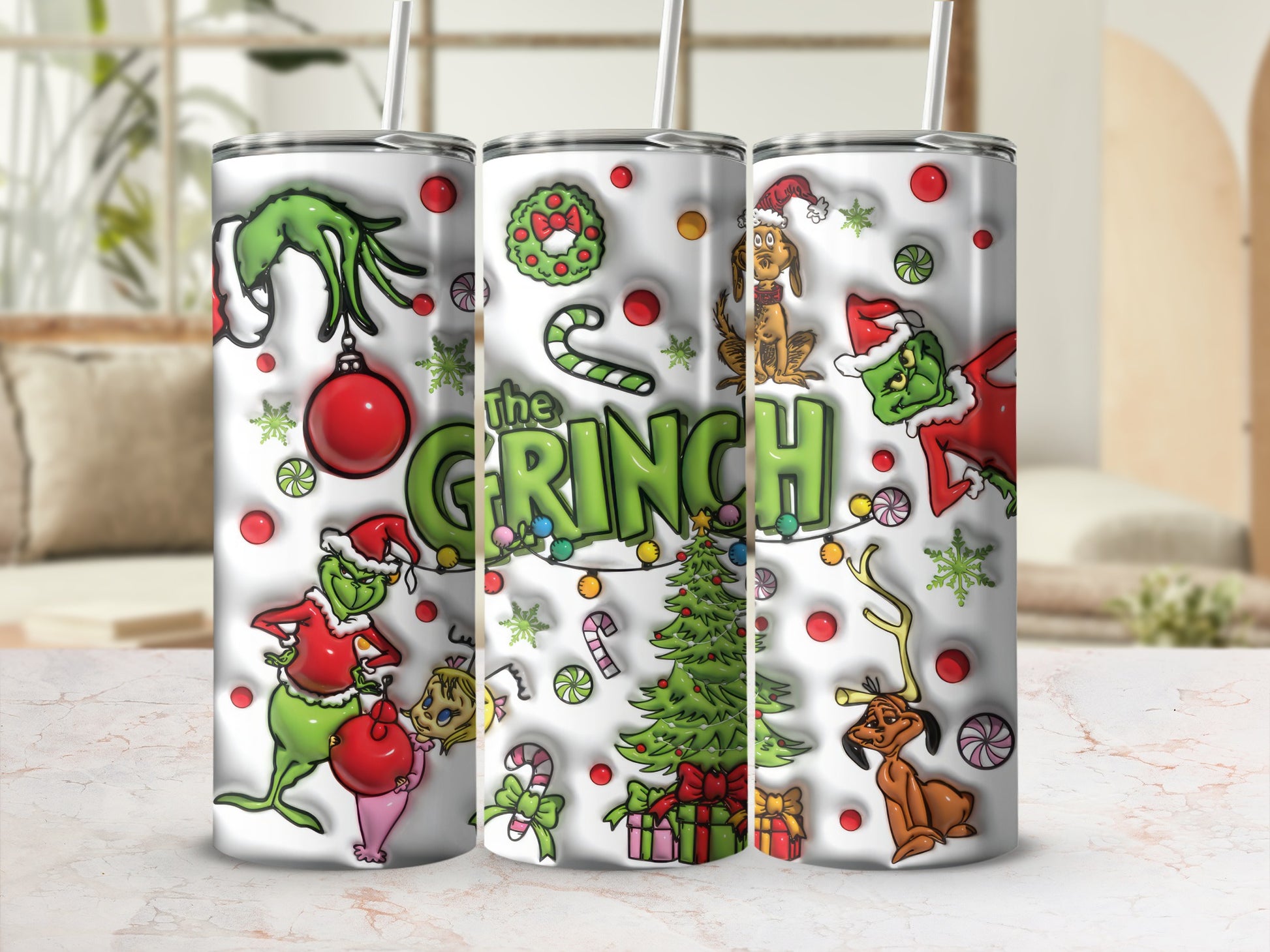 The Grinch Christmas Theme Insulated Tumbler Cup