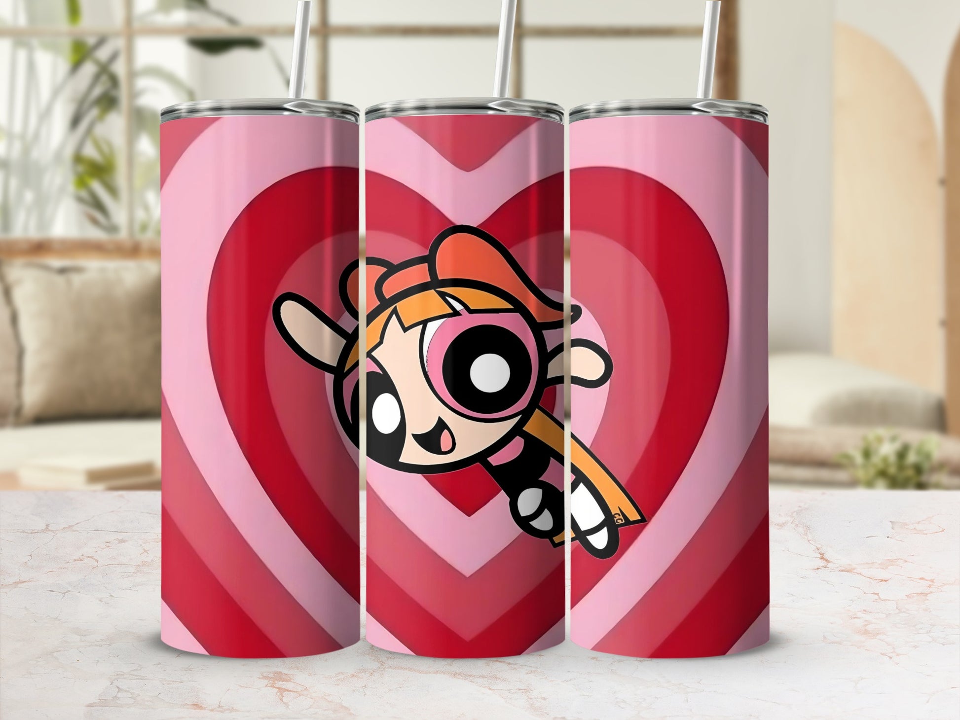 Cute Cartoon Character with Heart Design Tumbler