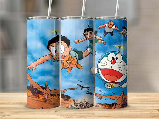 Colorful Flying Characters Tumbler with Straw