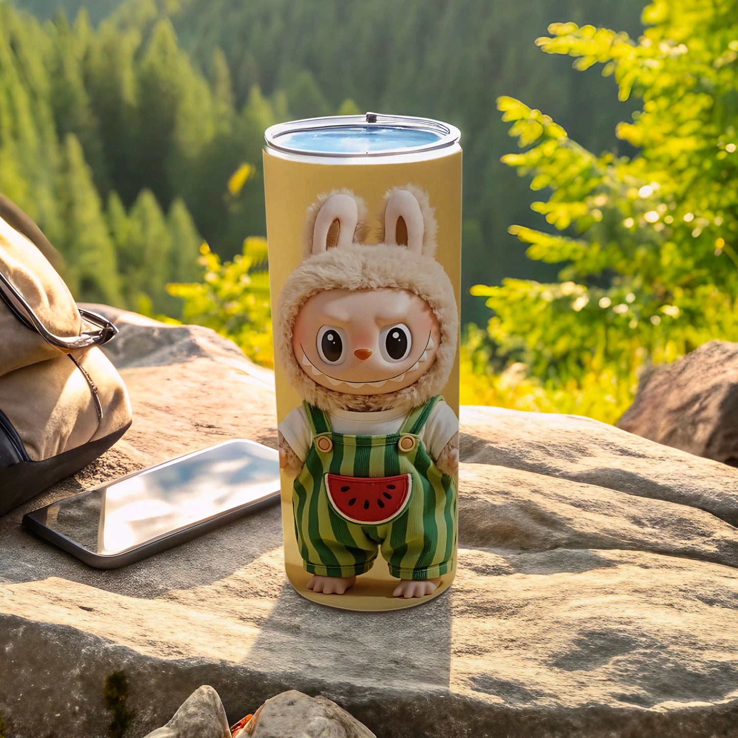 Cute Bunny Character Insulated Bottle with Watermelon Design
