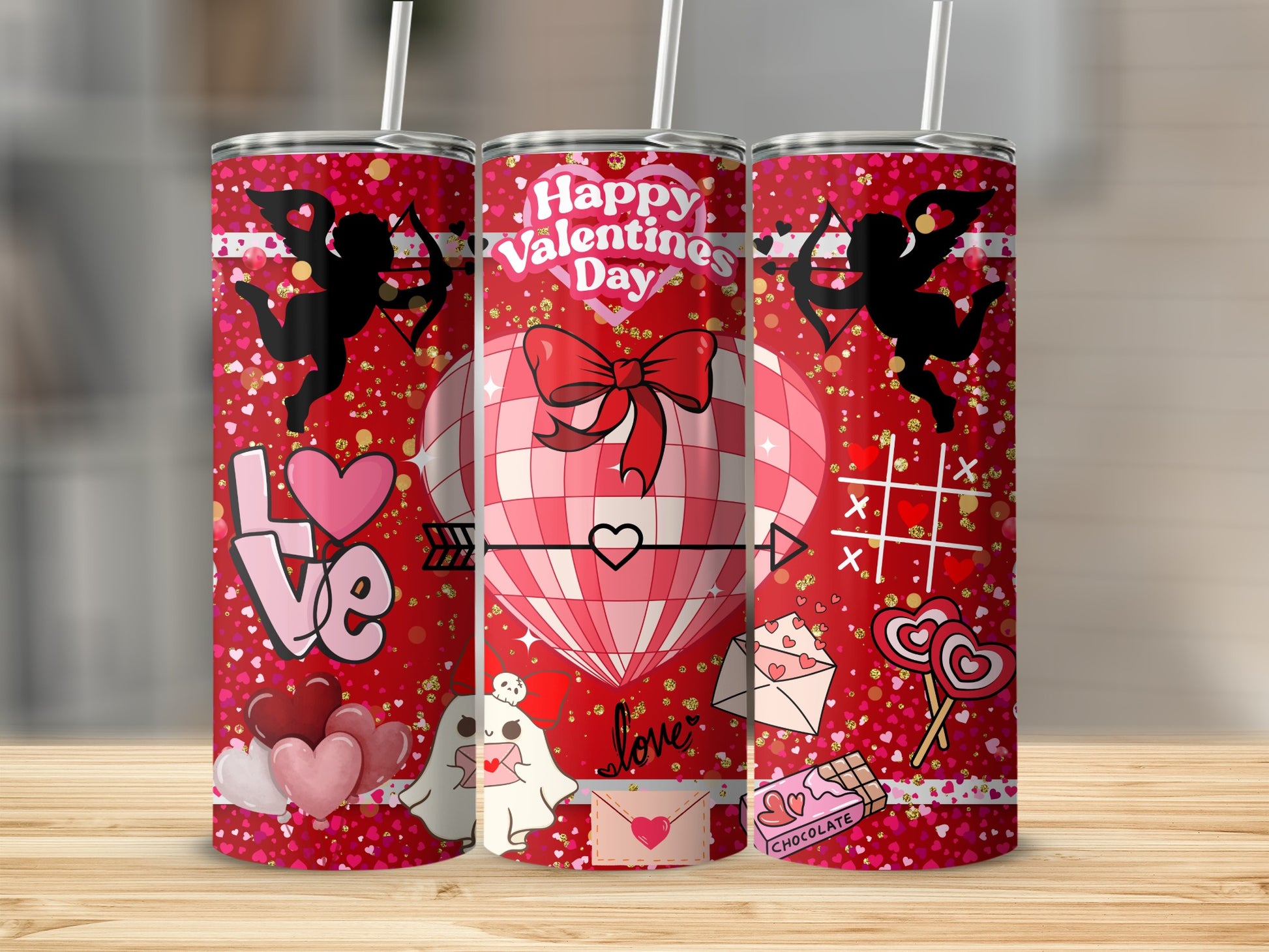 Happy Valentines Day Cupid Themed Tumbler