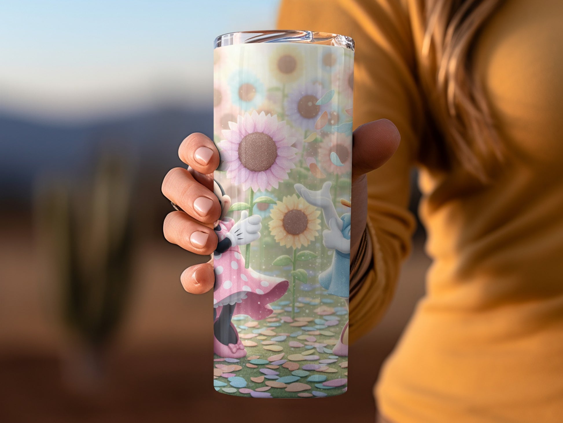 Floral Cartoon Character Sunflower Scene Tumbler