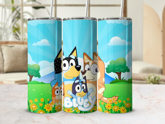 Bluey Family Cartoon Printed Travel Tumbler