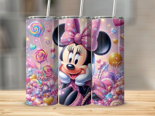 Sparkling Minnie Mouse candy design tumbler product