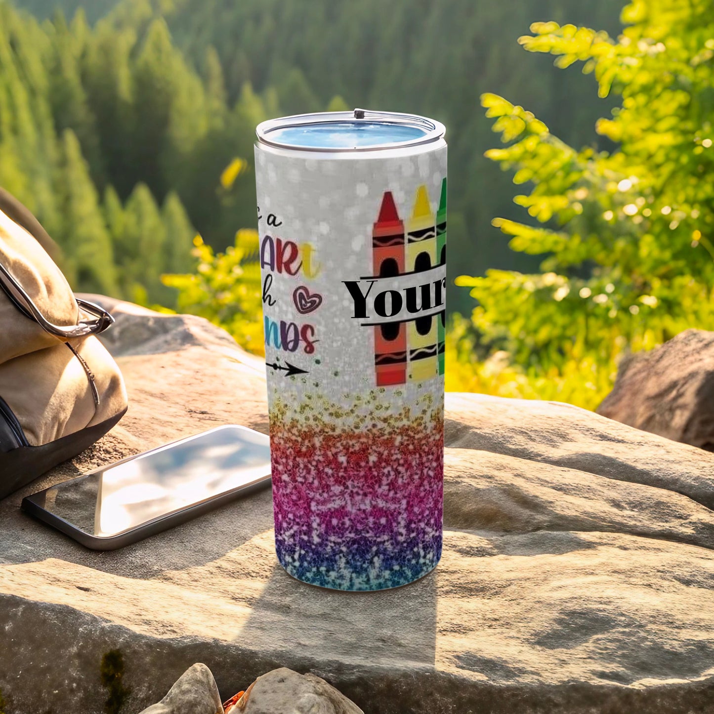 Vibrant Multicolor Crayon Design Tumbler Cup