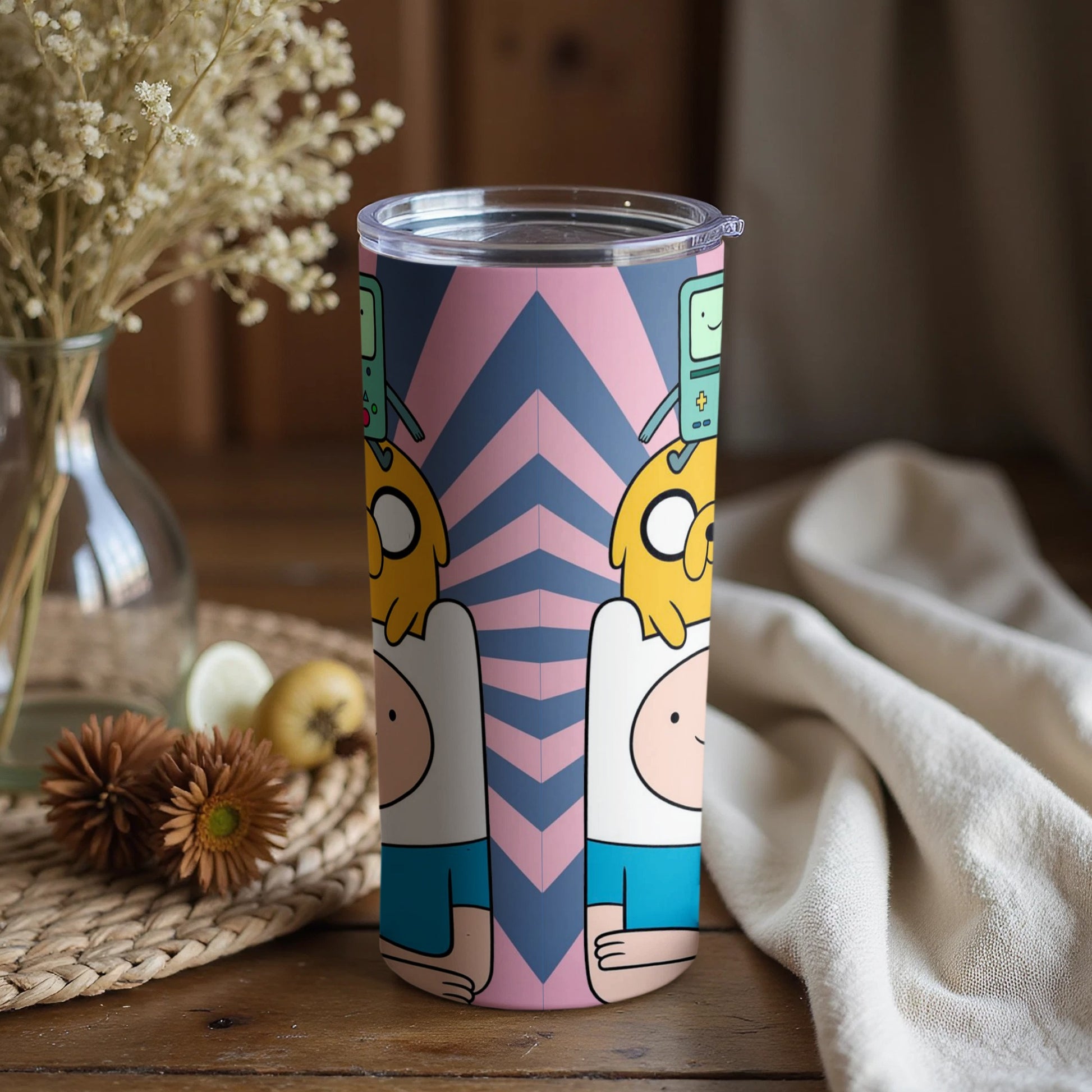Cartoon Characters Patterned Travel Mug