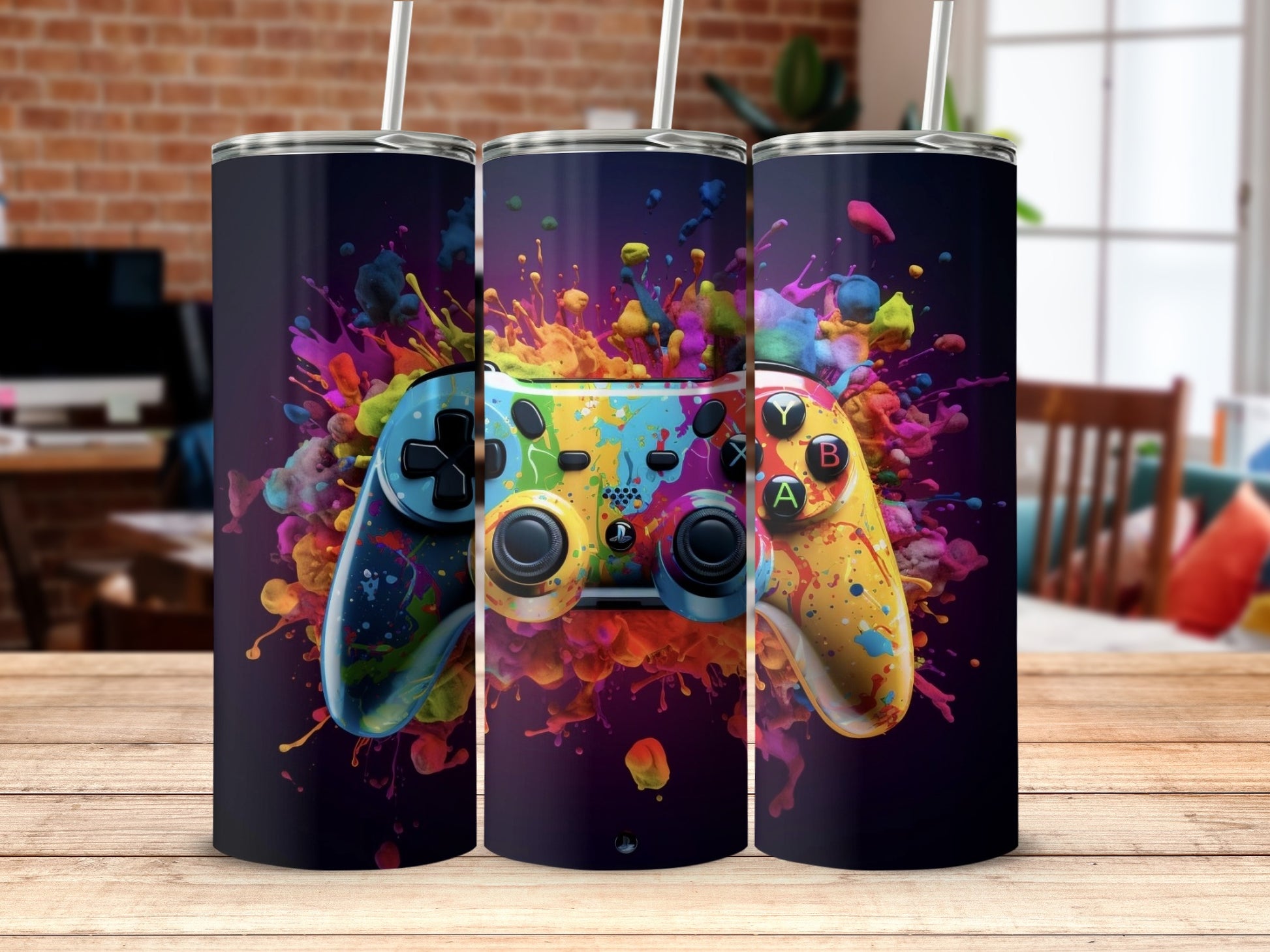 Splash Art Video Game Controller Tumbler