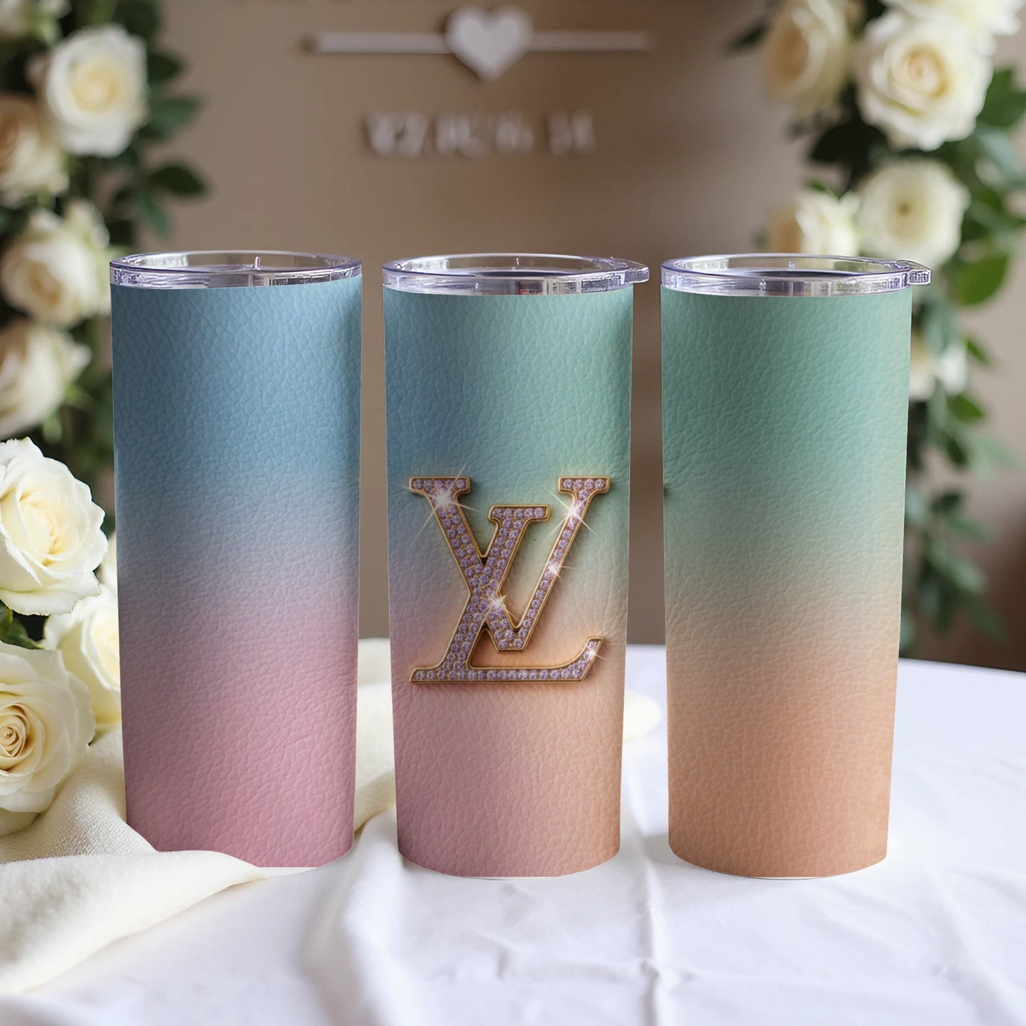 Gradient Colorful Design Luxury Tumbler with Gold Logo