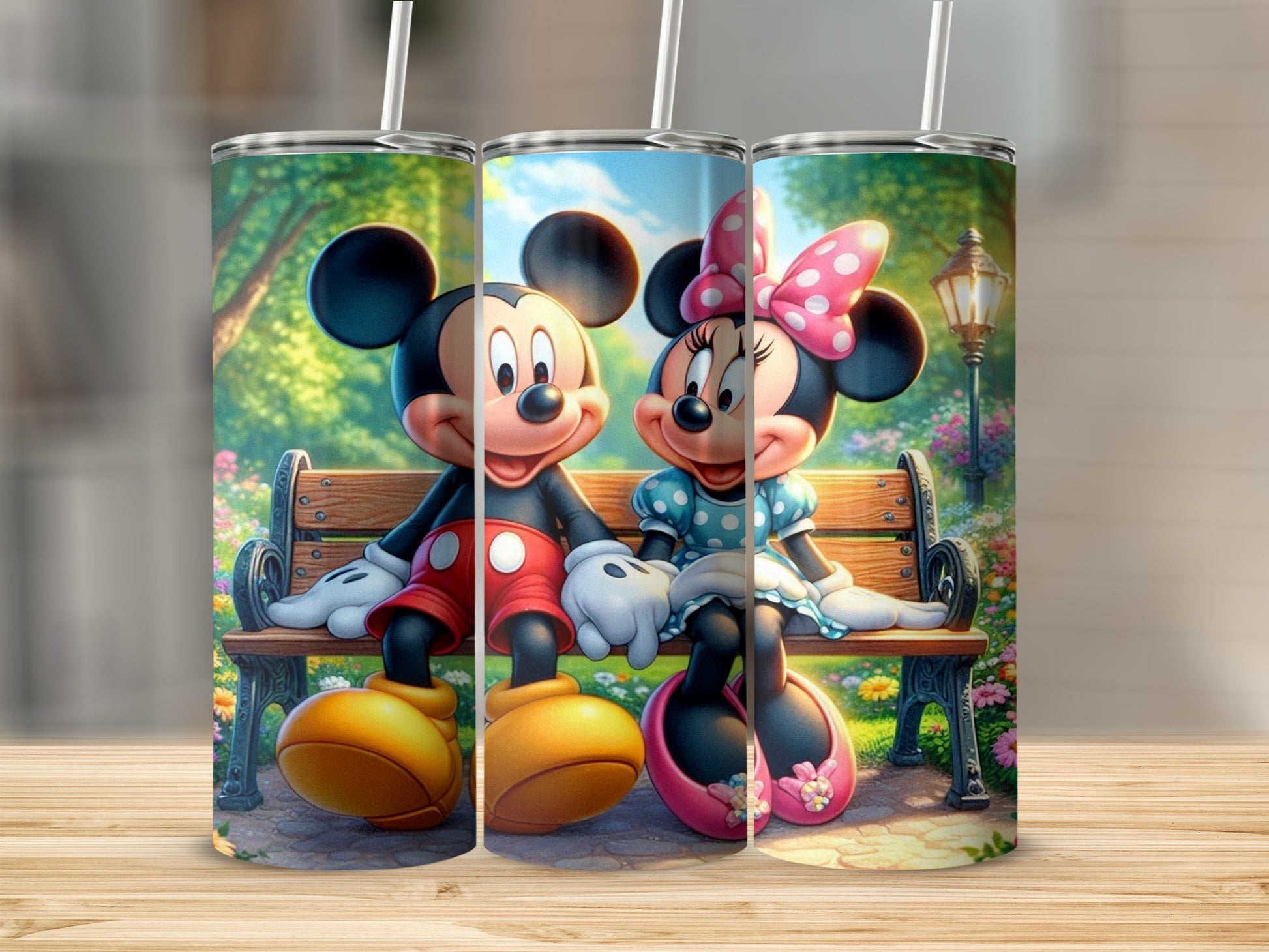 Mickey and Minnie Mouse Park Bench Tumbler