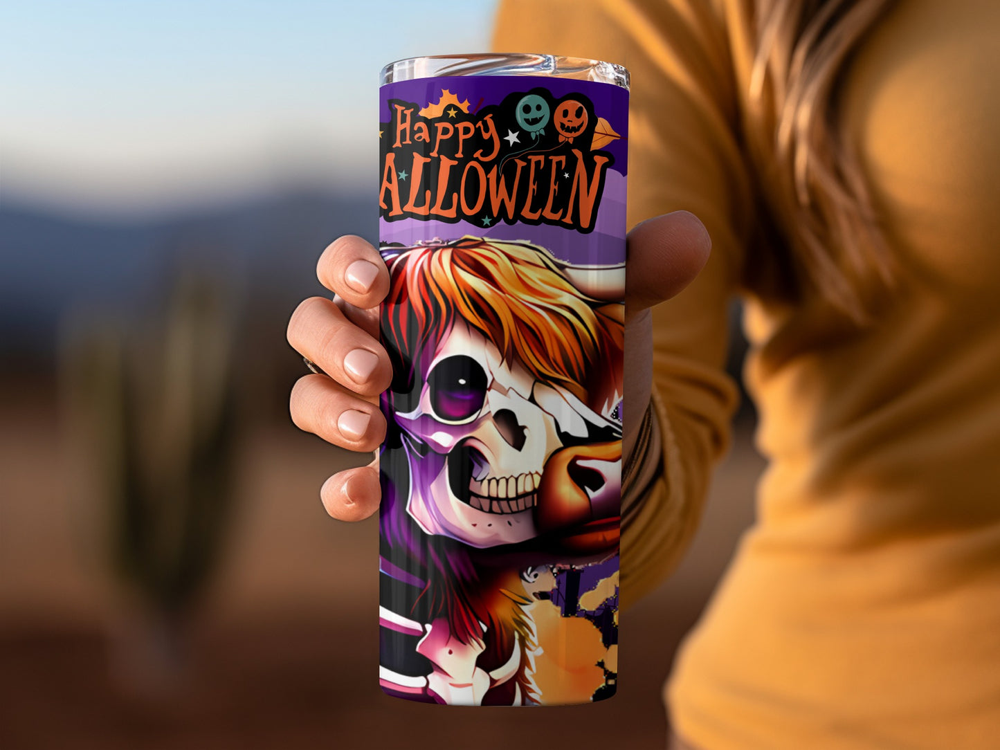 Happy Halloween Colorful Skull Art Tumbler Cup