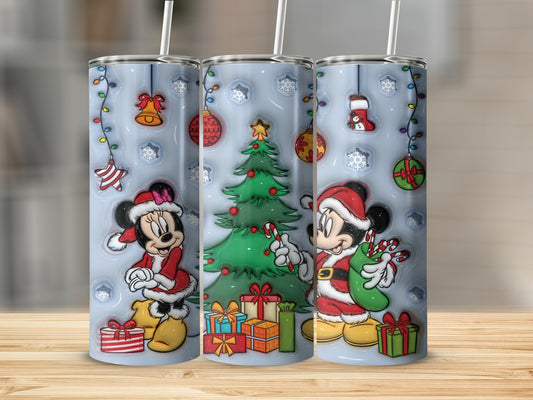 Festive Mickey and Minnie Mouse Christmas Tumbler Set