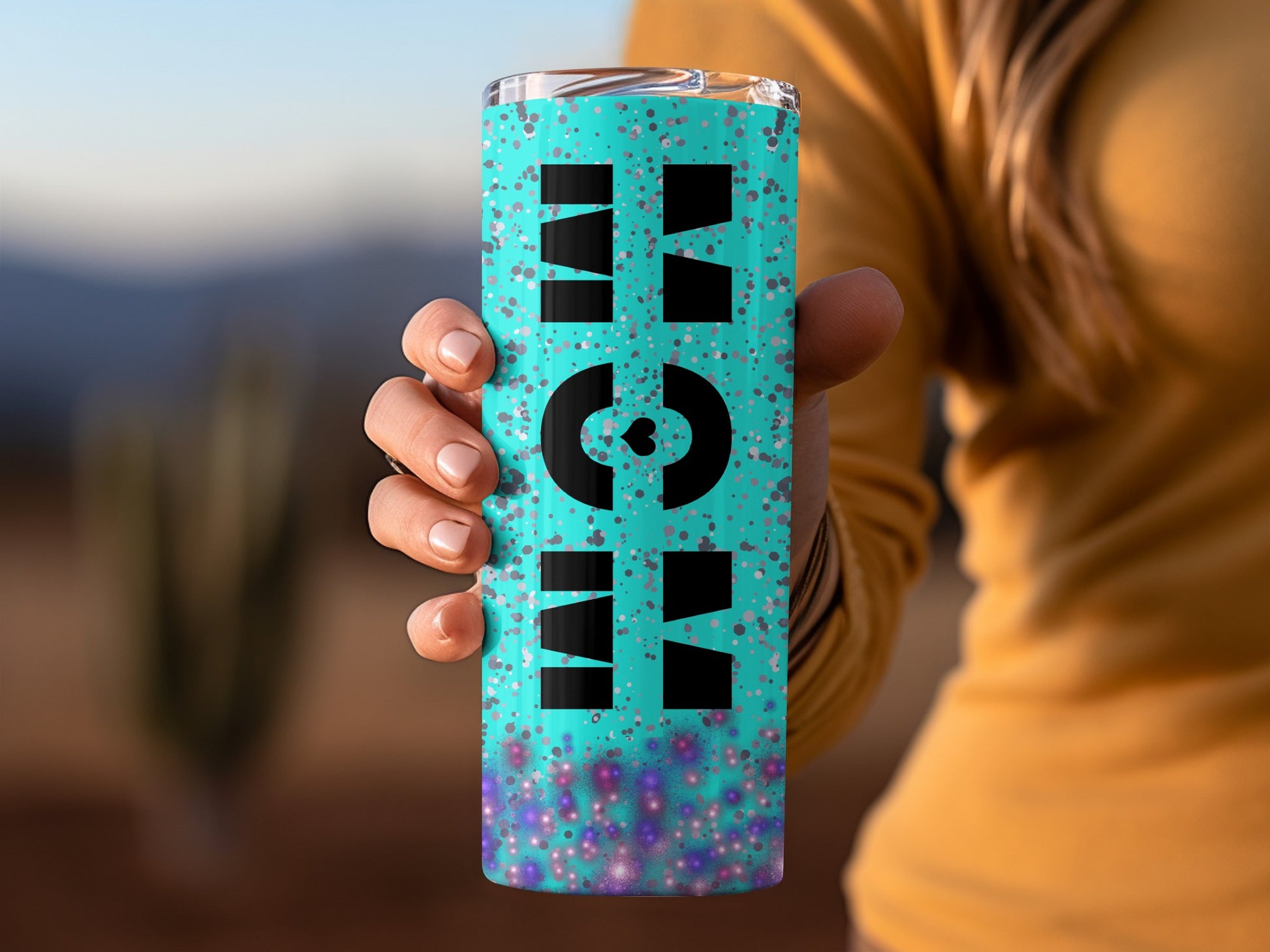 Turquoise and Purple Glitter Custom Insulated Tumbler