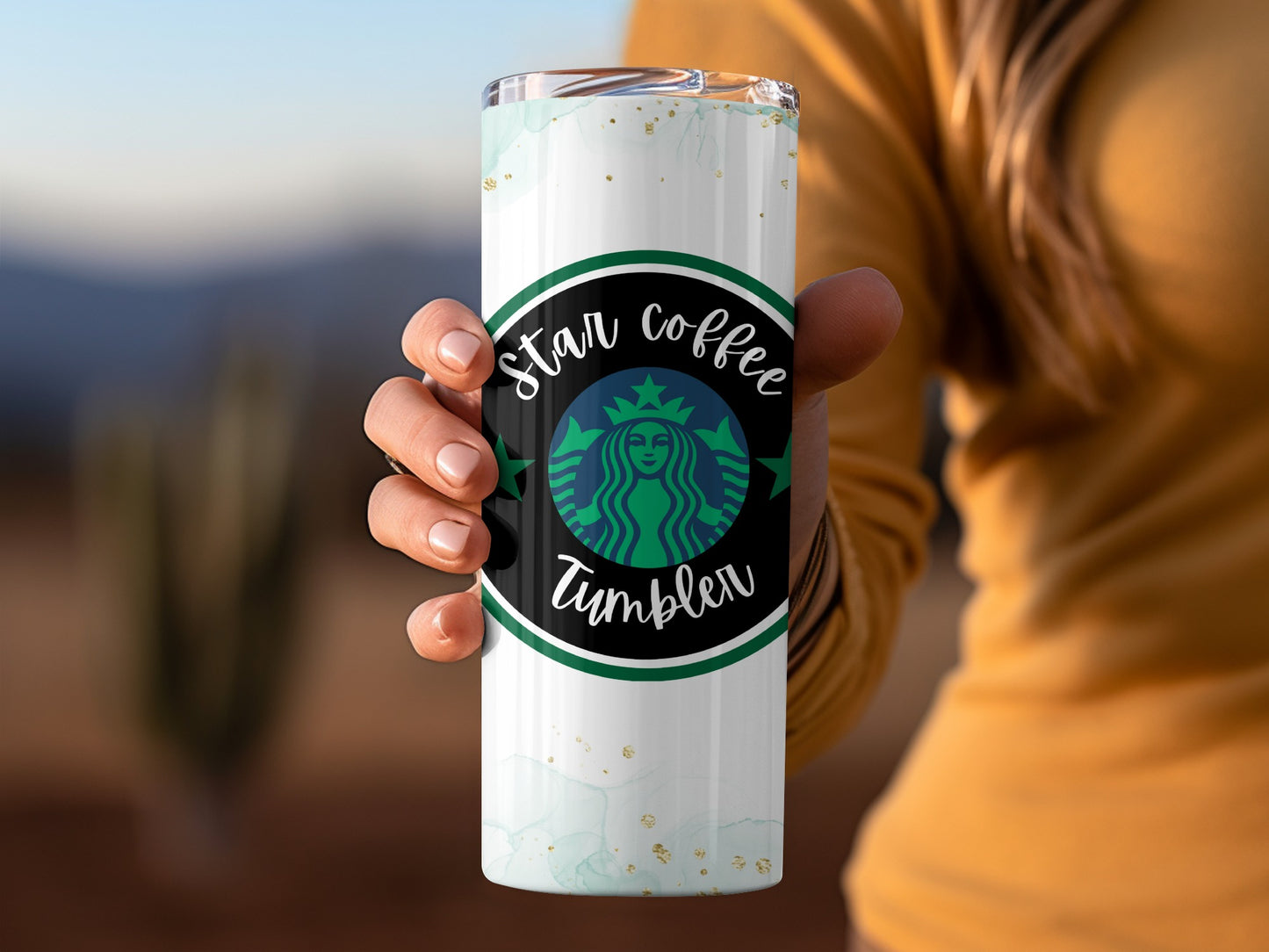Star Coffee Tumbler in Hand Outdoors 20oz Tumbler