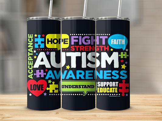 Autism Awareness Tumbler Fight Strength Hope Faith